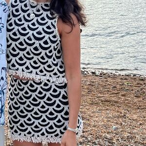 Mango Black and Cream Lace Pencil Skirt and Crop top set